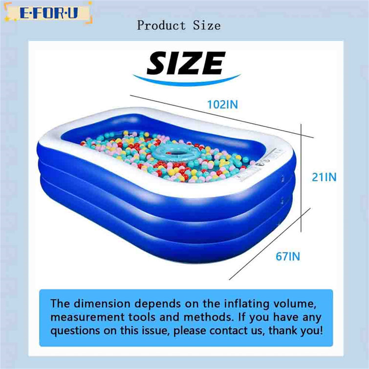 E.FOR.U 1'9" x 5'7" x 8'6" Plastic Kiddie Pool Wayfair